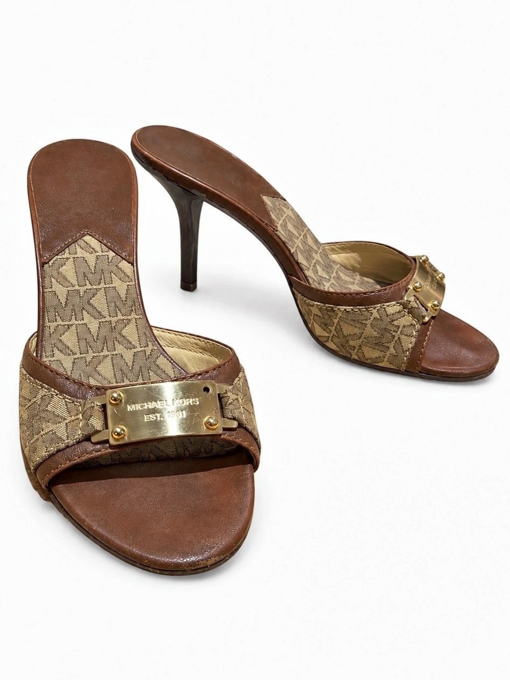 Michael Kors Logo Heels in Brown